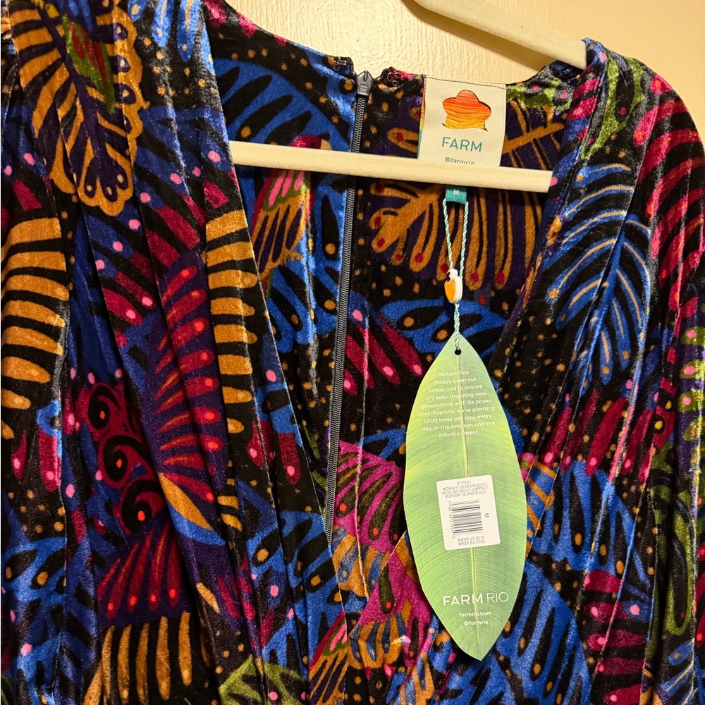 NEW FARM Rio Midnight Island Black Velvet Tropical Jumpsuit, M - Picture 14 of 14